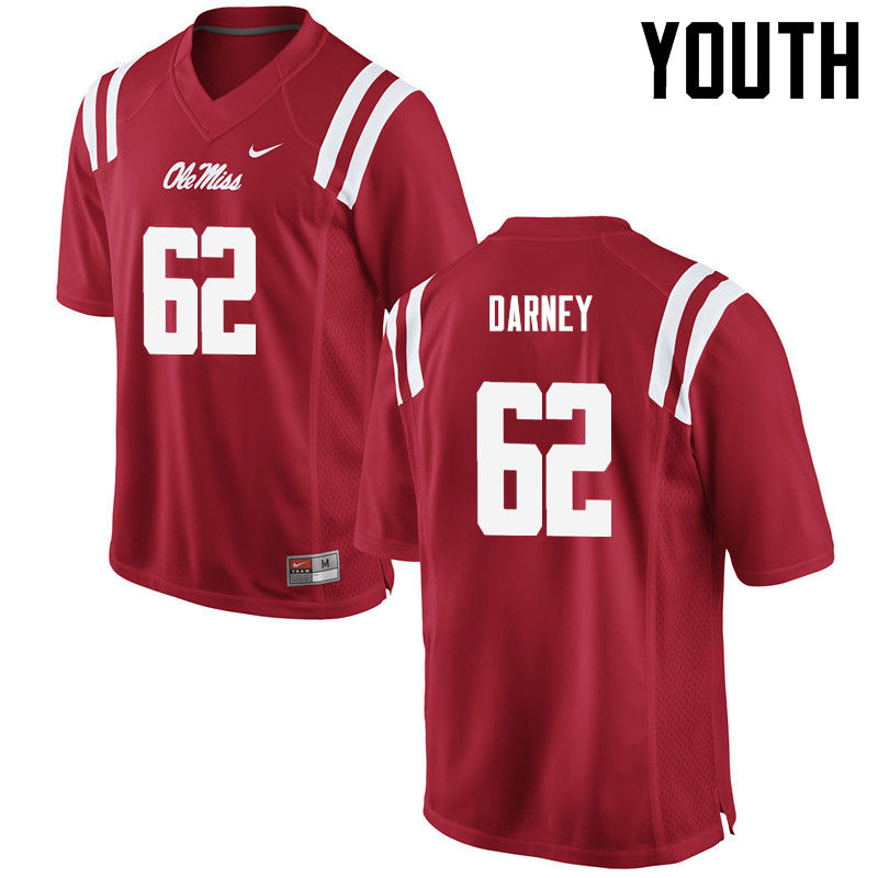 Youth Ole Miss Rebels #62 Kamden Darney College Football Jerseys-Red - Click Image to Close